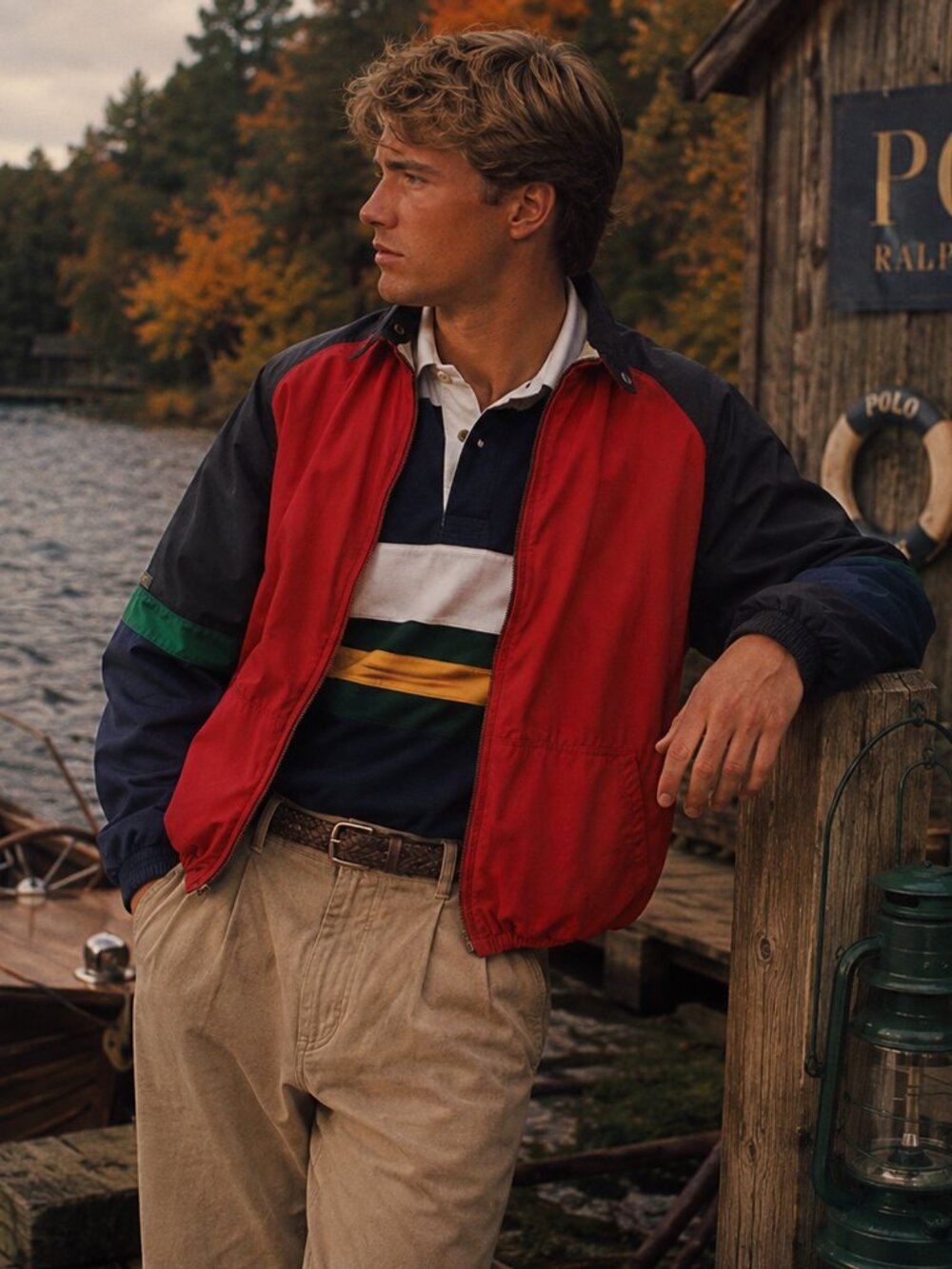 Vintage Polo Ralph Lauren Fleece Lined Windbreaker Jacket Men's M 90s